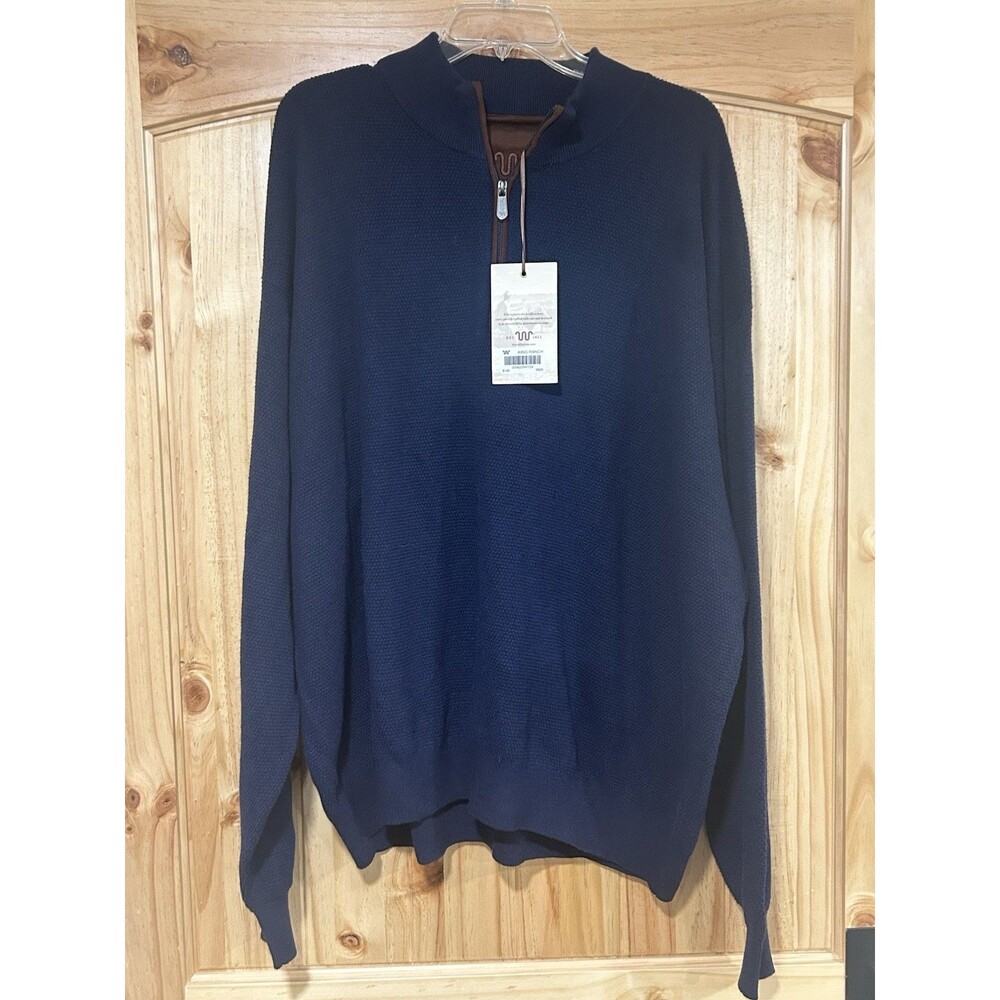 King Ranch Navy Blue Men’s Sweater Main House 1/4 Zip Pullover Cotton Wool 3XL